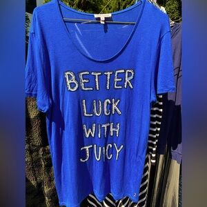 Royal blue, Blingy Juicy Couture Size L T Shirt. Excellent condition!
